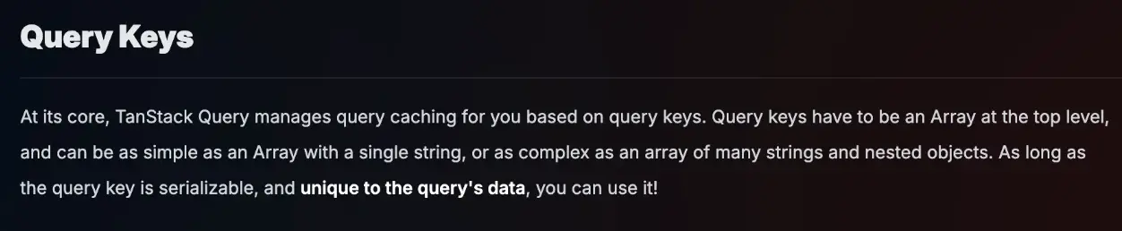 공식문서에서의 QueryKey의 중요성