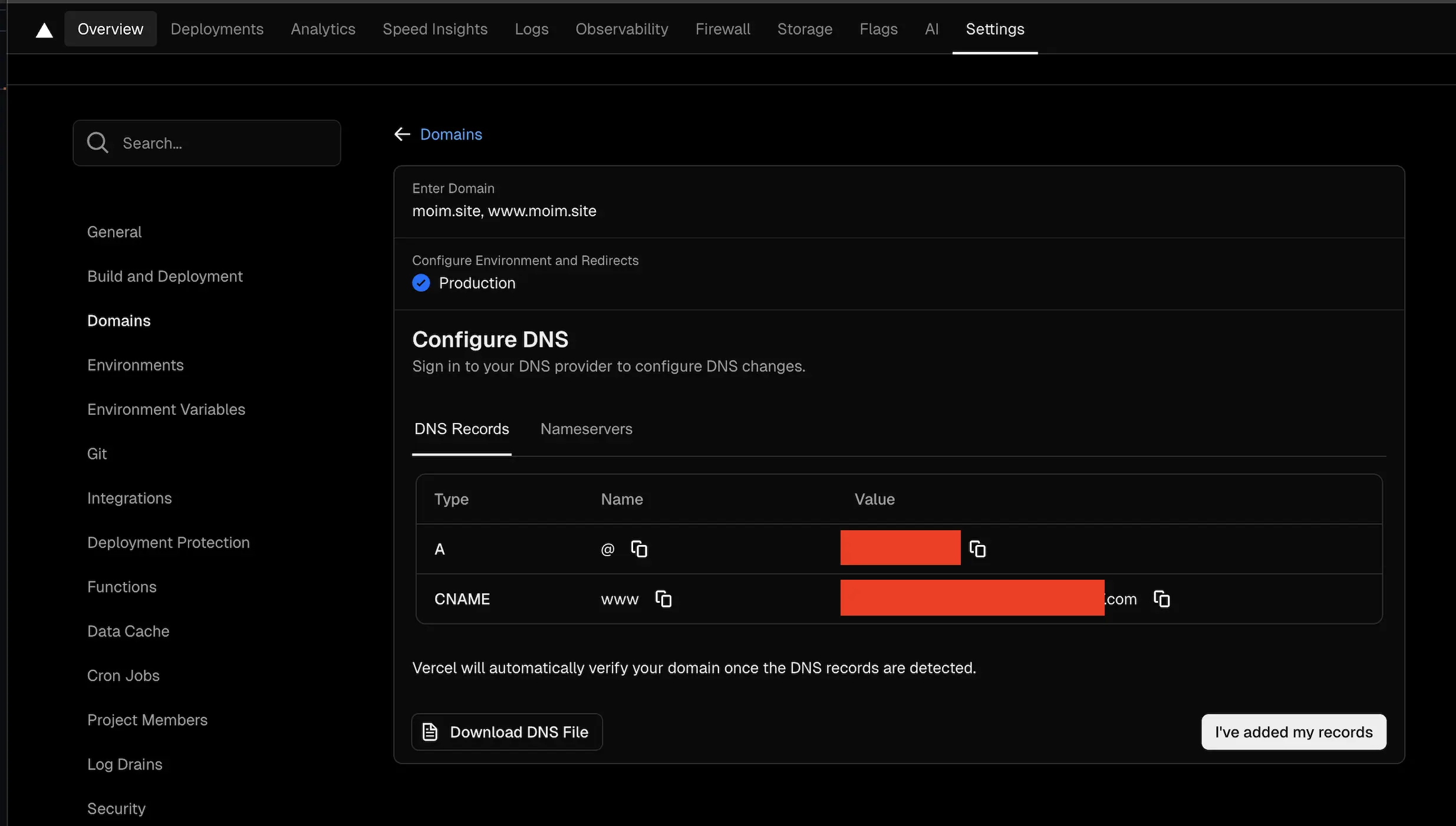 도메인 저장하기